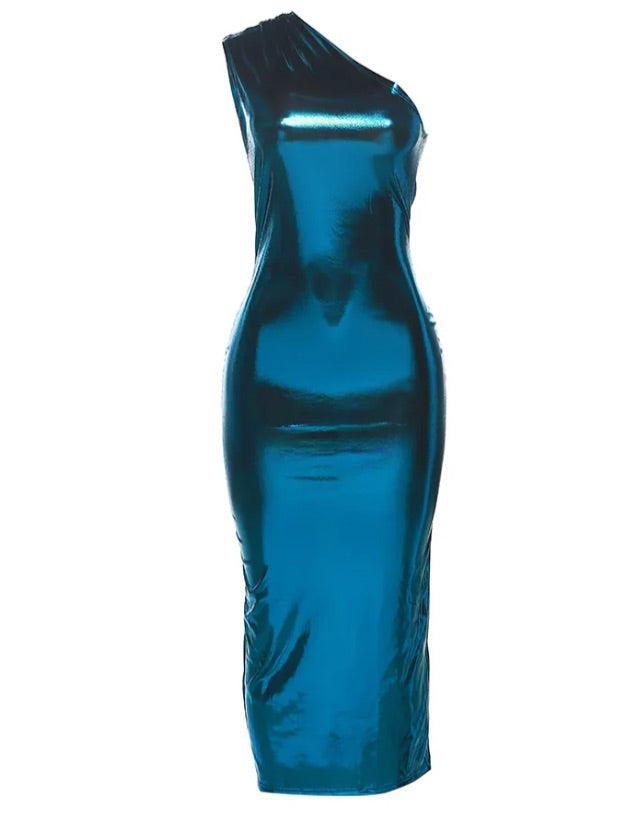 Meredith Blue Metallic Dress – DéAdore Collections