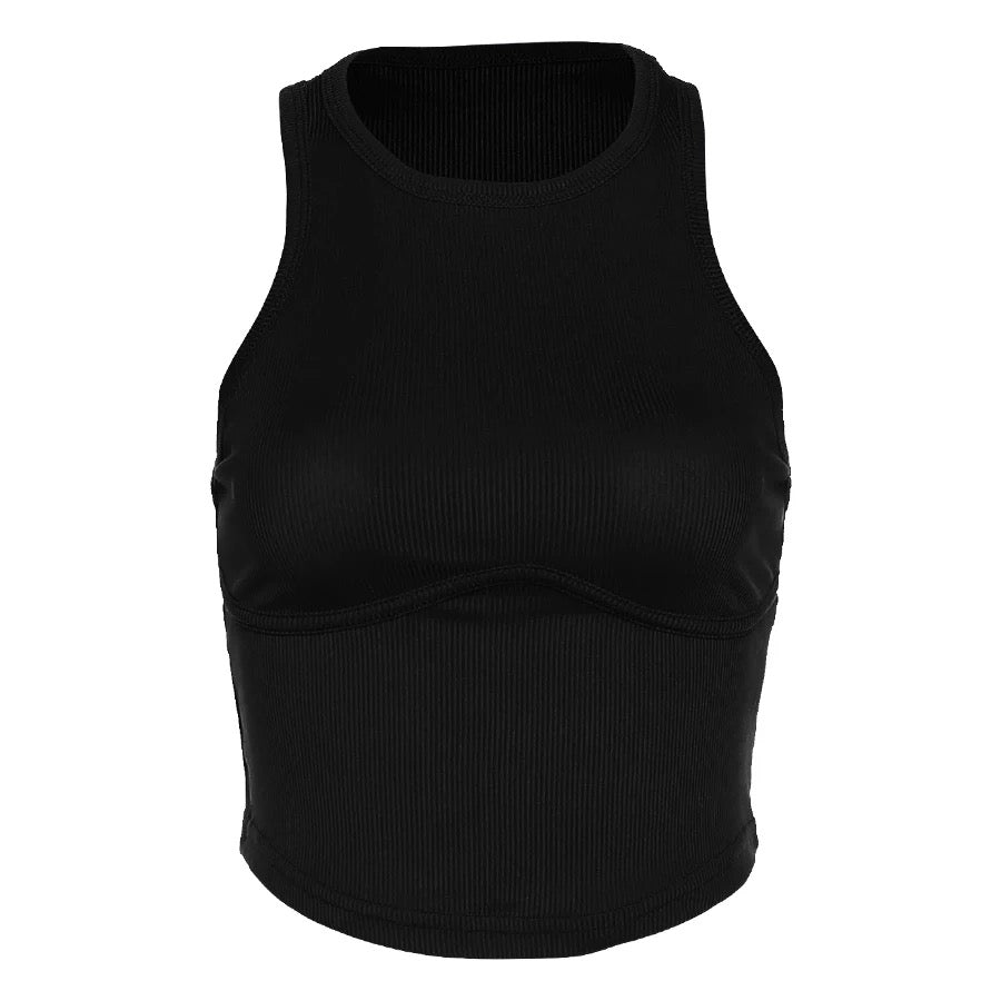 Tank style crop top, black crop top, causal clothing